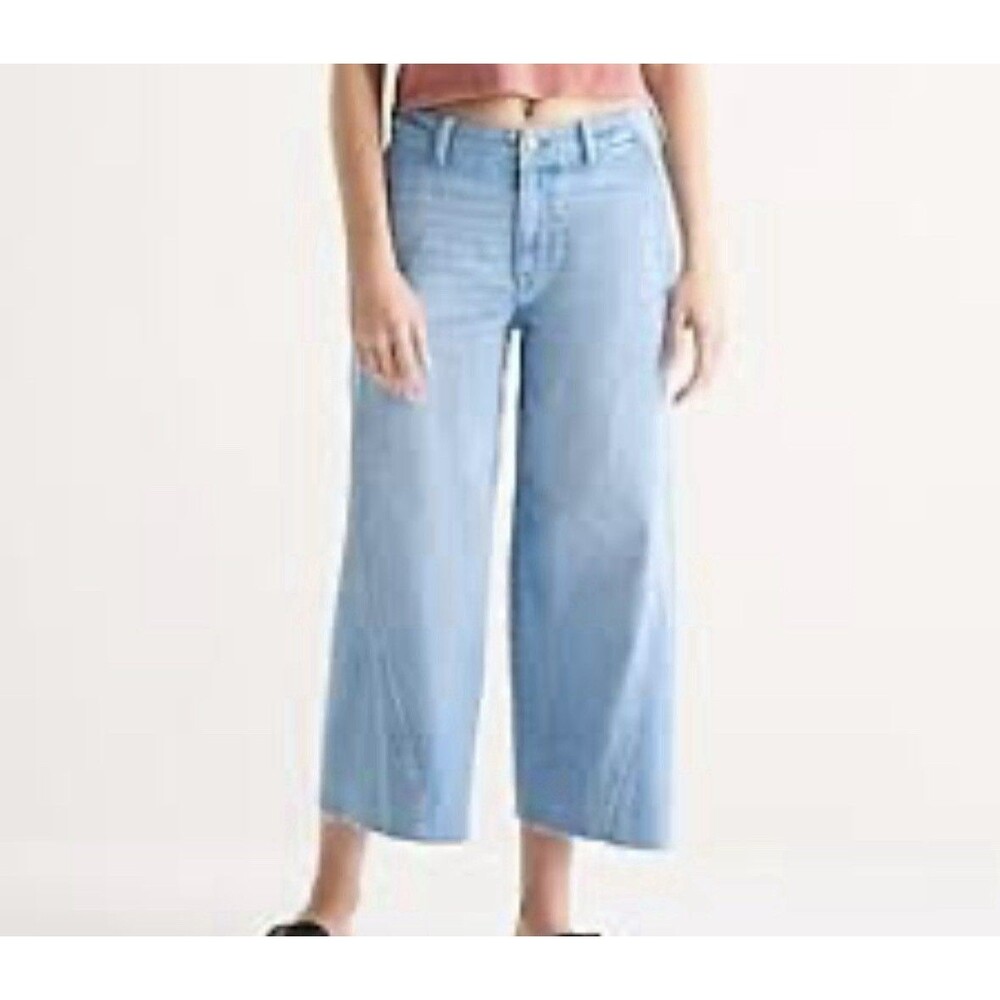 A.N.A A New Approach High Rise Wide Leg Crop Jeans Women 16 Blue Light Wash